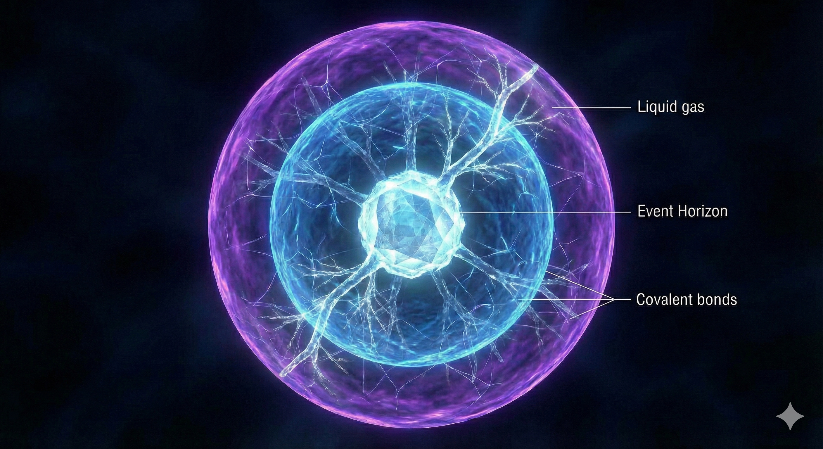 Crystallized pathways merging back into the core